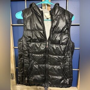 Tangerine Shiny Black Puffer Vest